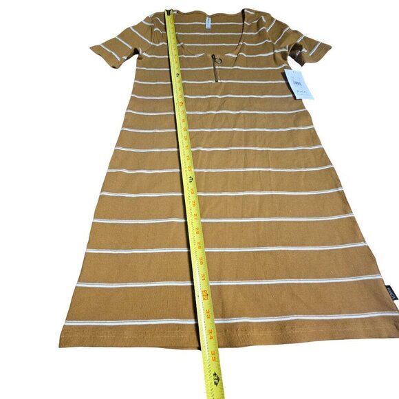 RVCA Donner Striped Ribbed Knit Dress Scoop Neck Zip Womens L‎ Cotton Blend NWT - Picture 10 of 11